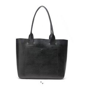 NWT Banana Republic Leather East West Tote Large Black